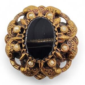 Antique Victorian Mourning Brooch c.1890–1910 with Later Safety Clasp Conversion